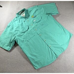 Tiger Hill‎ Tiki Island Galveston Texas Poplin Performance Shirt XL Teal